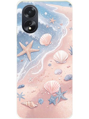 TechTree Oppo A38 Uyumlu Sahil Deniz Kabuğu Baskılı Silikon Kılıf