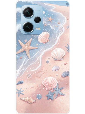 TechTree Redmi Note 12 Pro 5g Uyumlu Sahil Deniz Kabuğu Baskılı Silikon Kılıf