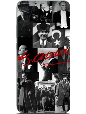 TechTree Redmi 10C - Poco C40 Uyumlu Kırmızı Mustafa Kemal Atatürk Imza Baskılı Silikon Kılıf
