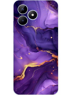 TechTree Realme Note 50 Uyumlu Ametist Taşı Mor Mermer Baskılı Silikon Kılıf