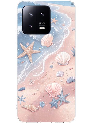 TechTree Xiaomi Mi 13 Uyumlu Sahil Deniz Kabuğu Baskılı Silikon Kılıf