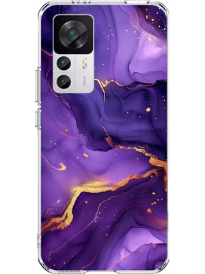 TechTree Xiaomi Mi 12T-12T Pro Uyumlu Ametist Taşı Mor Mermer Baskılı Silikon Kılıf