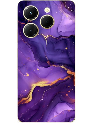 TechTree Tecno Spark 20 Pro Uyumlu Ametist Taşı Mor Mermer Baskılı Silikon Kılıf