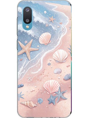 TechTree Samsung Galaxy A02 Uyumlu Sahil Deniz Kabuğu Baskılı Silikon Kılıf