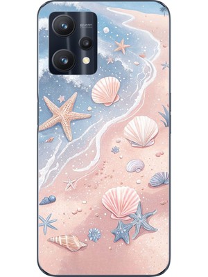 TechTree Realme 9 Pro Uyumlu Sahil Deniz Kabuğu Baskılı Silikon Kılıf