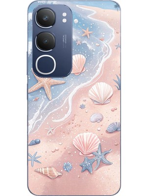TechTree Vivo Y19S Uyumlu Sahil Deniz Kabuğu Baskılı Silikon Kılıf