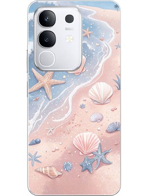 TechTree Vivo Y29 Uyumlu Sahil Deniz Kabuğu Baskılı Silikon Kılıf