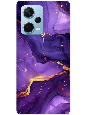 TechTree Redmi Note 12 Pro 5g Uyumlu Ametist Taşı Mor Mermer Baskılı Silikon Kılıf