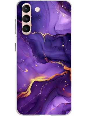 TechTree Samsung Galaxy S21 Uyumlu Ametist Taşı Mor Mermer Baskılı Silikon Kılıf