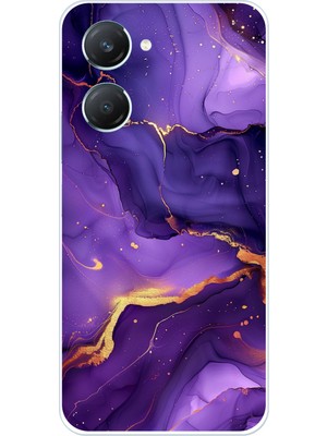 TechTree Vivo Y18 Uyumlu Ametist Taşı Mor Mermer Baskılı Silikon Kılıf