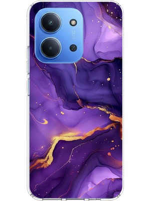 TechTree Redmi 15C Uyumlu Ametist Taşı Mor Mermer Baskılı Silikon Kılıf