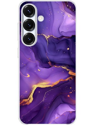 TechTree Samsung Galaxy S25 Plus Uyumlu Ametist Taşı Mor Mermer Baskılı Silikon Kılıf