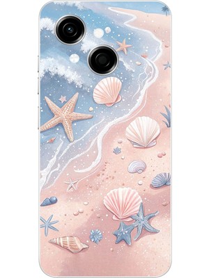 TechTree Tecno Spark Go 1 Uyumlu Sahil Deniz Kabuğu Baskılı Silikon Kılıf