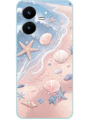 TechTree Vivo Y22S - Y35 Uyumlu Sahil Deniz Kabuğu Baskılı Silikon Kılıf