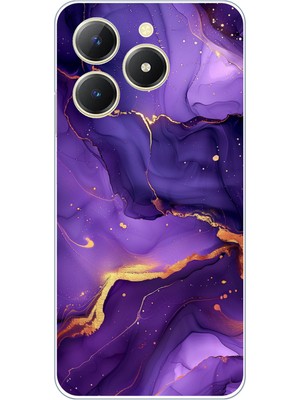 TechTree Realme C61 Uyumlu Ametist Taşı Mor Mermer Baskılı Silikon Kılıf