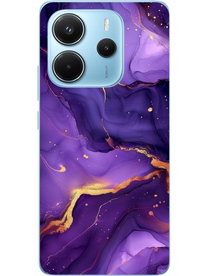 TechTree Redmi Note 14 4g Uyumlu Ametist Taşı Mor Mermer Baskılı Silikon Kılıf