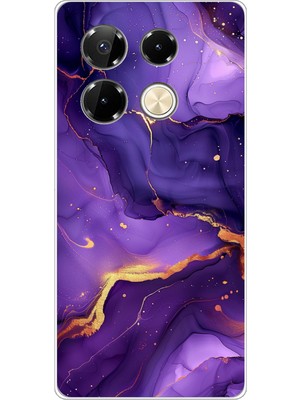 TechTree Infinix Note 40 Pro Uyumlu Ametist Taşı Mor Mermer Baskılı Silikon Kılıf