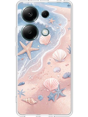 TechTree Redmi Note 13 Pro 4g Uyumlu Sahil Deniz Kabuğu Baskılı Silikon Kılıf