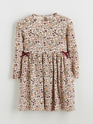 Lc Waikiki Yeni Sezon Bisiklet Yaka Çiçekli Kız Çocuk Elbise