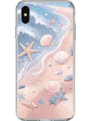 TechTree iPhone x - Xs Uyumlu Sahil Deniz Kabuğu Baskılı Silikon Kılıf