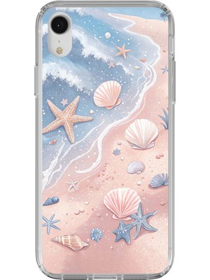 TechTree iPhone Xr Uyumlu Sahil Deniz Kabuğu Baskılı Silikon Kılıf