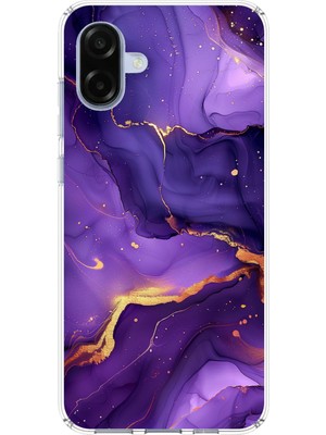 TechTree Samsung Galaxy A07 Uyumlu Ametist Taşı Mor Mermer Baskılı Silikon Kılıf