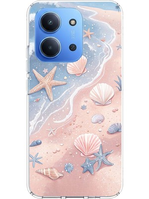 TechTree Redmi 15C Uyumlu Sahil Deniz Kabuğu Baskılı Silikon Kılıf