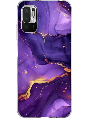 TechTree Redmi Note 10 5g Uyumlu Ametist Taşı Mor Mermer Baskılı Silikon Kılıf