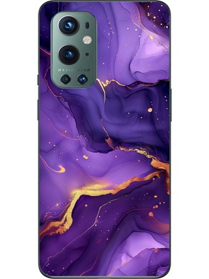 TechTree Oneplus 9 Pro Uyumlu Ametist Taşı Mor Mermer Baskılı Silikon Kılıf