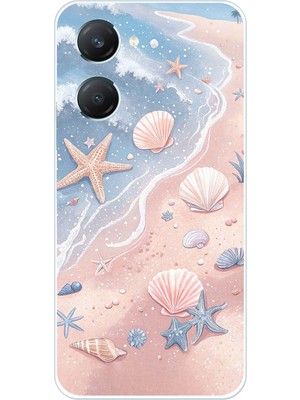 TechTree Vivo Y18 Uyumlu Sahil Deniz Kabuğu Baskılı Silikon Kılıf