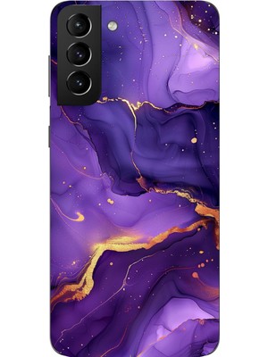 TechTree Samsung Galaxy S21 Plus Uyumlu Ametist Taşı Mor Mermer Baskılı Silikon Kılıf