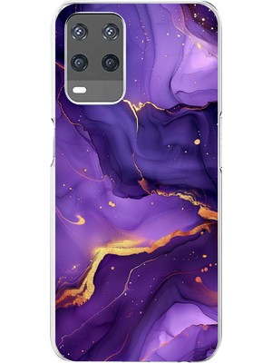 TechTree Oppo A54 Uyumlu Ametist Taşı Mor Mermer Baskılı Silikon Kılıf