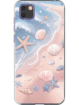 TechTree Huawei Y5P Uyumlu Sahil Deniz Kabuğu Baskılı Silikon Kılıf