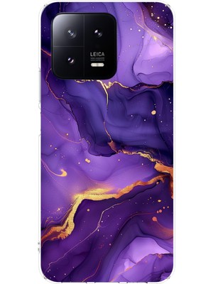 TechTree Xiaomi Mi 13 Uyumlu Ametist Taşı Mor Mermer Baskılı Silikon Kılıf