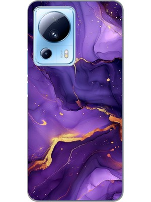 TechTree Xiaomi Mi 13 Lite Uyumlu Ametist Taşı Mor Mermer Baskılı Silikon Kılıf