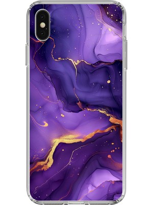 TechTree iPhone x - Xs Uyumlu Ametist Taşı Mor Mermer Baskılı Silikon Kılıf