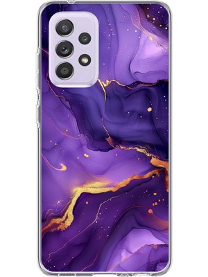 TechTree Samsung Galaxy A72 Uyumlu Ametist Taşı Mor Mermer Baskılı Silikon Kılıf