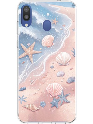 TechTree Samsung Galaxy M20 Uyumlu Sahil Deniz Kabuğu Baskılı Silikon Kılıf