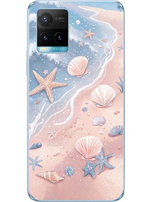 TechTree Vivo Y21S/Y33S/Y32 Uyumlu Sahil Deniz Kabuğu Baskılı Silikon Kılıf