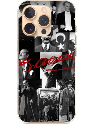 TechTree iPhone 16 Pro Uyumlu Kırmızı Mustafa Kemal Atatürk Imza Baskılı Silikon Kılıf