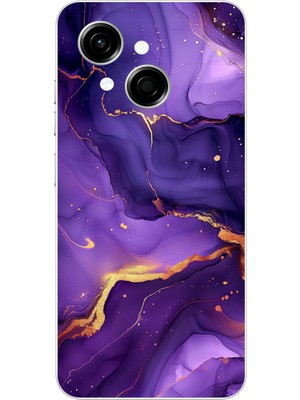 TechTree Tecno Spark Go 1 Uyumlu Ametist Taşı Mor Mermer Baskılı Silikon Kılıf