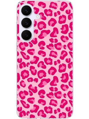 TechTree Samsung Galaxy S25 Fe Uyumlu Pembe Leopar Tasarımlı Baskılı Silikon Kılıf