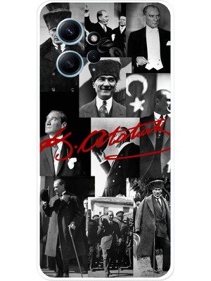 TechTree Redmi Note 12 4g Uyumlu Kırmızı Mustafa Kemal Atatürk Imza Baskılı Silikon Kılıf