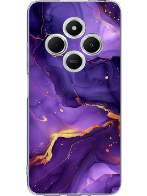 TechTree Redmi 14C Uyumlu Ametist Taşı Mor Mermer Baskılı Silikon Kılıf
