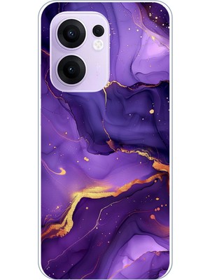 TechTree Oppo Reno 13F 5g Uyumlu Ametist Taşı Mor Mermer Baskılı Silikon Kılıf
