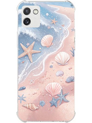 TechTree Samsung Galaxy A03 Uyumlu Sahil Deniz Kabuğu Baskılı Silikon Kılıf