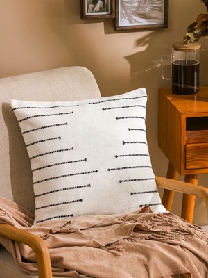 Lc Waikiki Yeni Sezon Çizgi Nakışlı Kırlent Kılıfı 45X45 cm