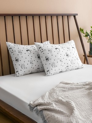 Lc Waikiki Yeni Sezon Kedi Baskılı Pamuklu Yastık Kılıfı 2'li 50X70 cm