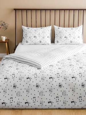 Lc Waikiki Yeni Sezon Kedi Baskılı Çift Kişilik Nevresim Seti