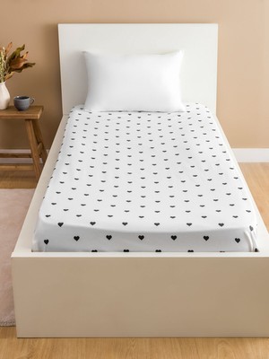 Lc Waikiki Yeni Sezon Kalp Desenli Tek Kişilik Lastikli Çarşaf